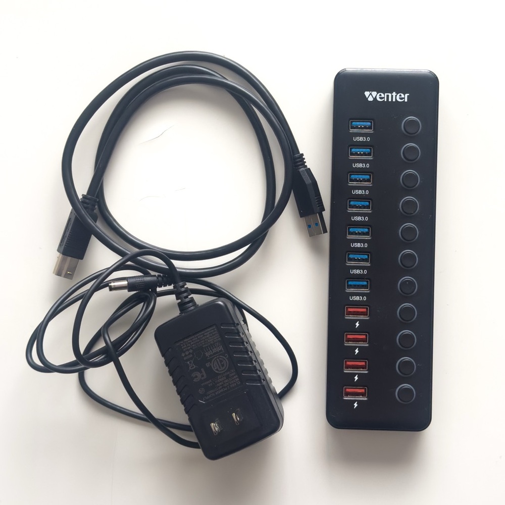 Wenter USB 3 Hub 11 Port Splitter Individual LED On/Off Switches